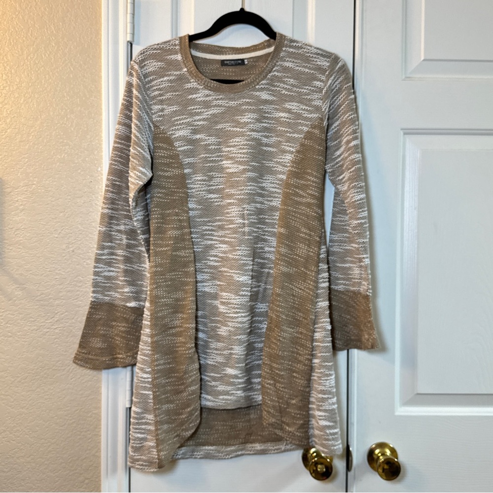 Earthbound Trading Co Heathered Tan Women’s Bell Sleeve Dress/ Tunic Top Sz -M
